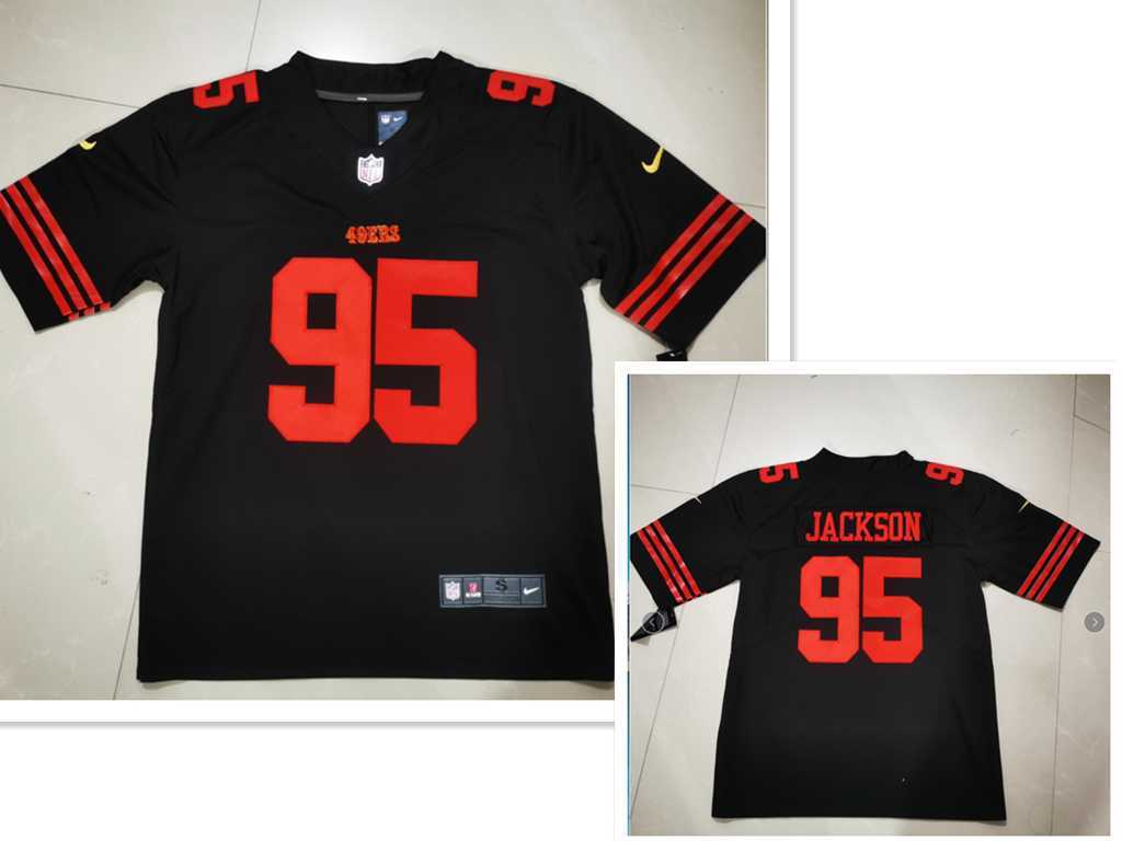 Mens San Francisco 49ers #95 Drake Jackson 2022 Black Vapor Untouchable Stitched Jersey
